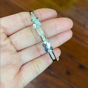 14K Real Yellow Gold CZ Bangle Small Size